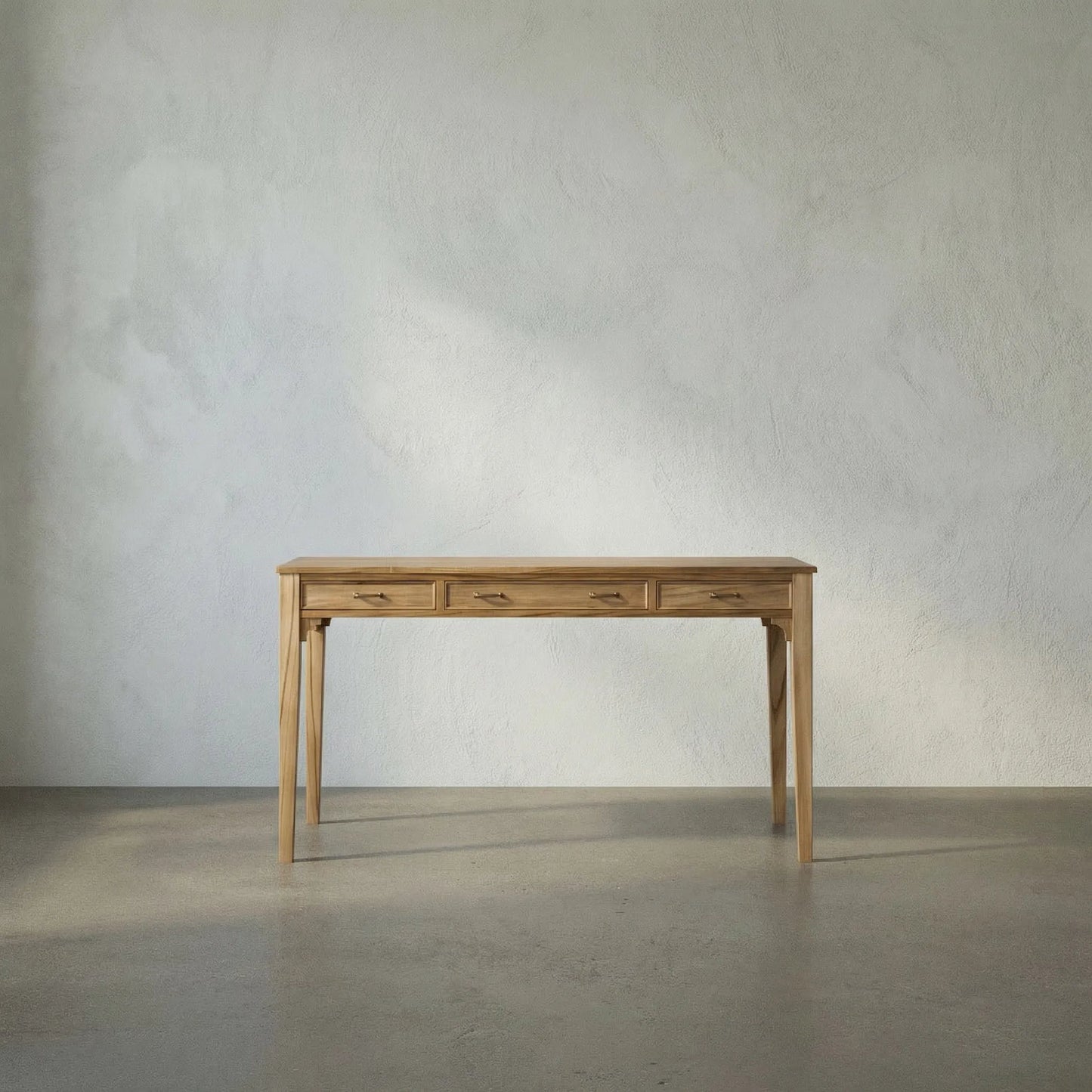 018 SI-2130189 | Lifestyle | Ambrose Desk by Noir in bleached teak. Made from teak with brass pulls in a cottage & farmhouse style.