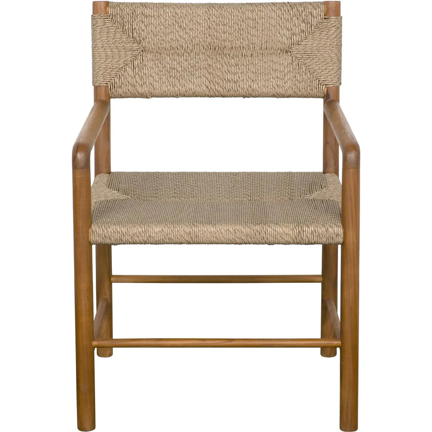 004 SI-2137026 | Unknown | Franco Arm Chair by Noir in natural and clear coat flat. Made from teak and synthetic seagrass in a cottage & farmhouse style.