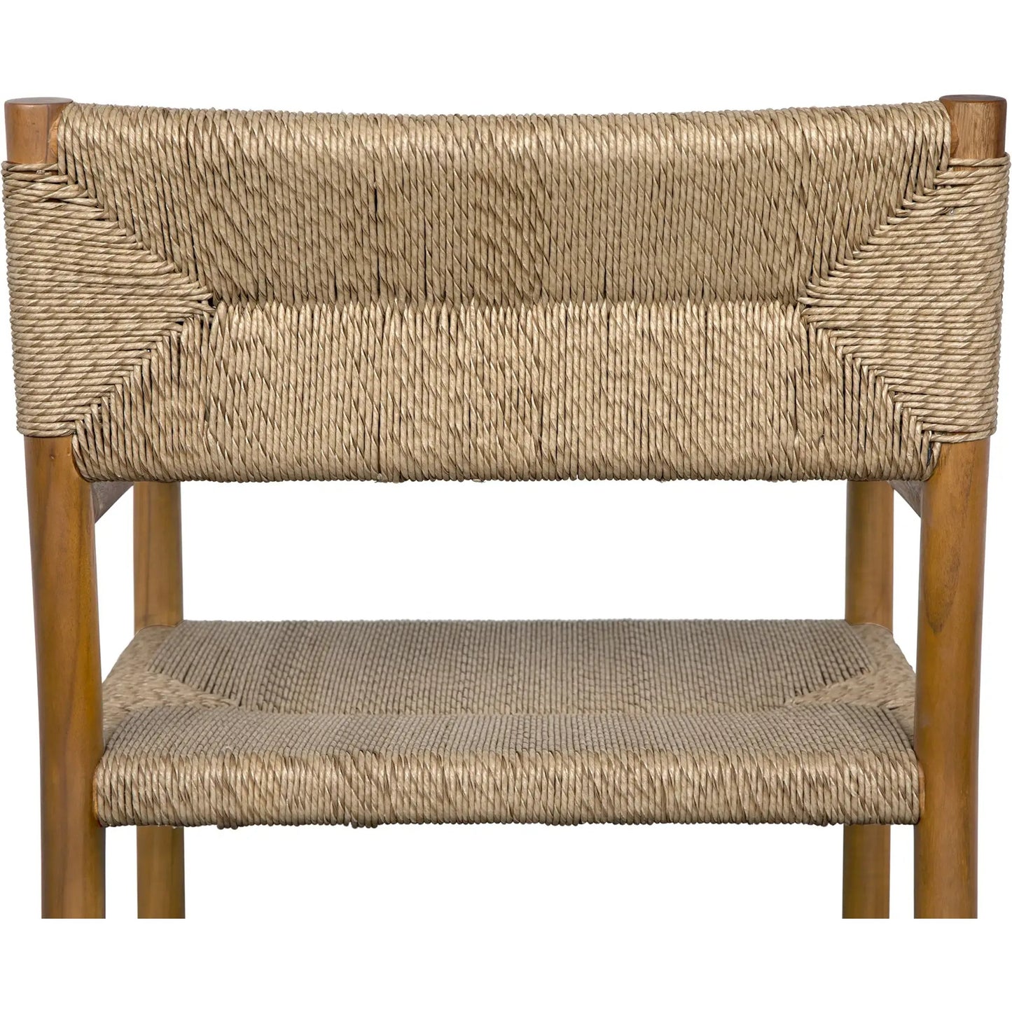 002 SI-2137026 | Unknown | Franco Arm Chair by Noir in natural and clear coat flat. Made from teak and synthetic seagrass in a cottage & farmhouse style.
