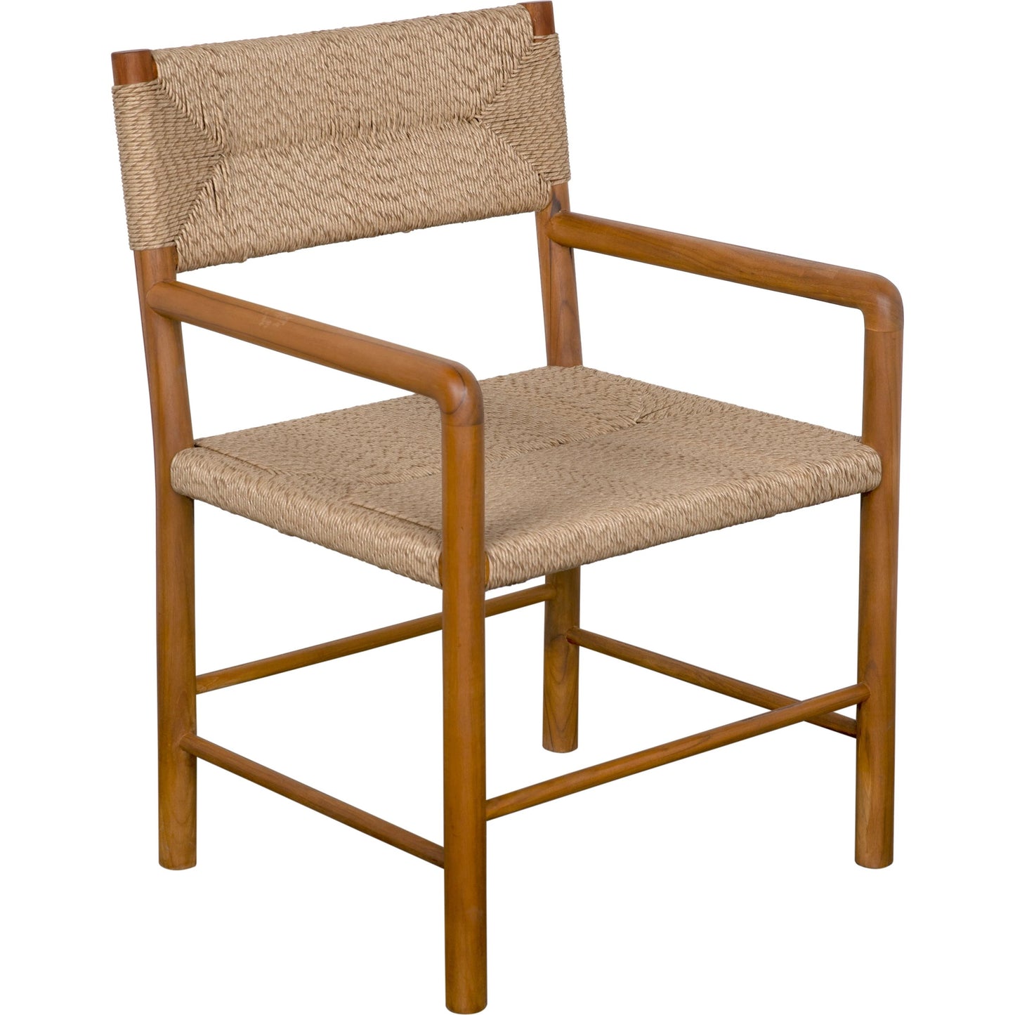 001 SI-2137026 | Primary Silo | Franco Arm Chair by Noir in natural and clear coat flat. Made from teak and synthetic seagrass in a cottage & farmhouse style.