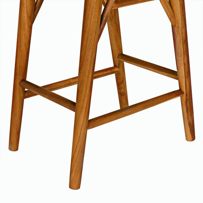 Murphy Counter Stool by Noir in clear coat flat. Made from teak and caning in a cottage & farmhouse style.