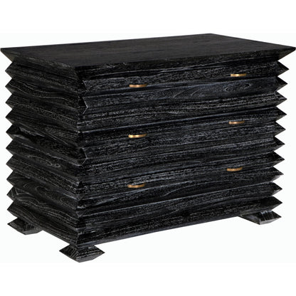 Tiago Chest by Noir in cinder black. Made from mindi and brass hardware in a modern style.