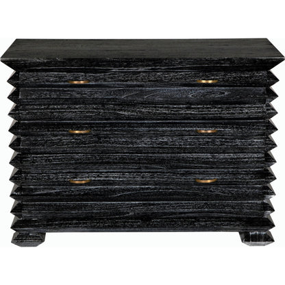 Tiago Chest by Noir in cinder black. Made from mindi and brass hardware in a modern style.