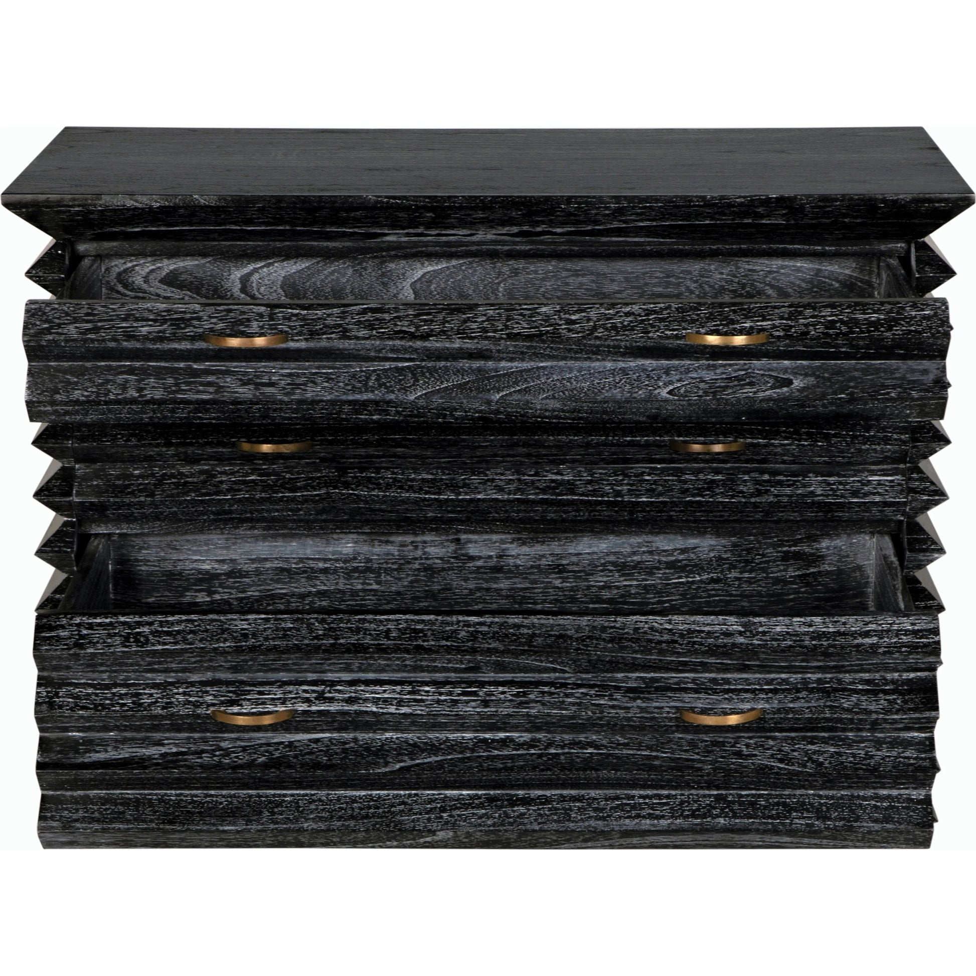 Tiago Chest by Noir in cinder black. Made from mindi and brass hardware in a modern style.