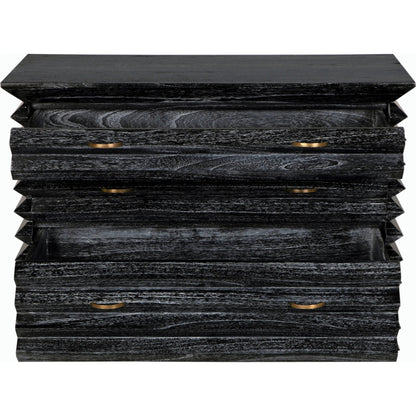 Tiago Chest by Noir in cinder black. Made from mindi and brass hardware in a modern style.