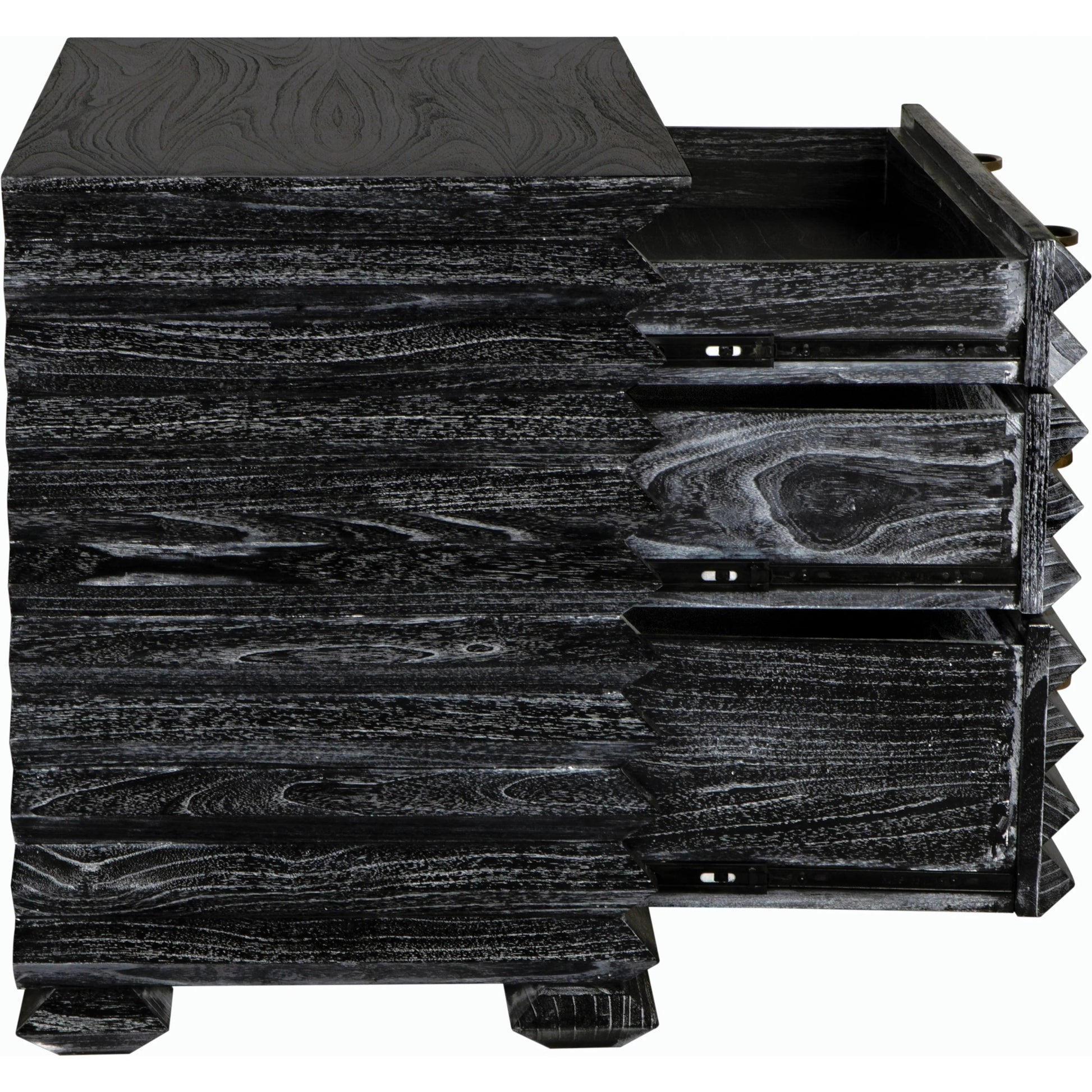 Tiago Chest by Noir in cinder black. Made from mindi and brass hardware in a modern style.