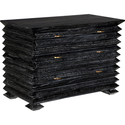 Tiago Chest by Noir in cinder black. Made from mindi and brass hardware in a modern style.