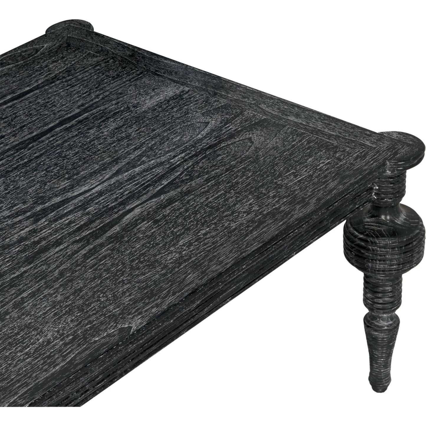 005 SI-2130220 | Closeup | Stockholm Coffee Table by Noir in cinder black. Made from mindi in a traditional style.