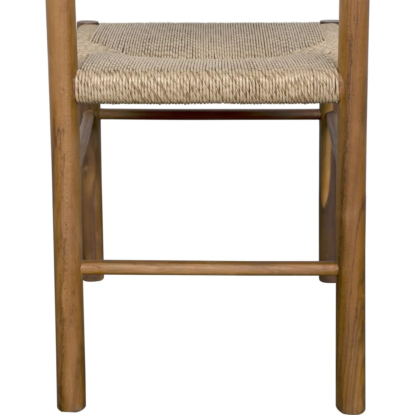 003 SI-2137027 | Closeup | Franco Side Chair by Noir in natural and clear coat flat. Made from teak and synthetic seagrass in a cottage & farmhouse style.