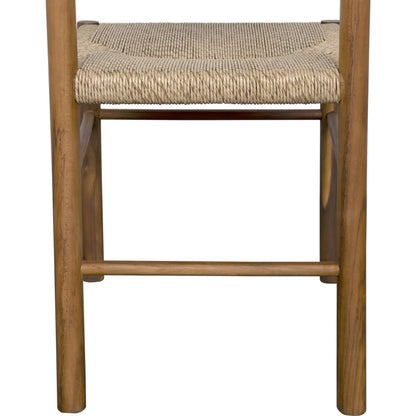 Franco Side Chair by Noir in natural and clear coat flat. Made from teak and synthetic seagrass in a cottage & farmhouse style.