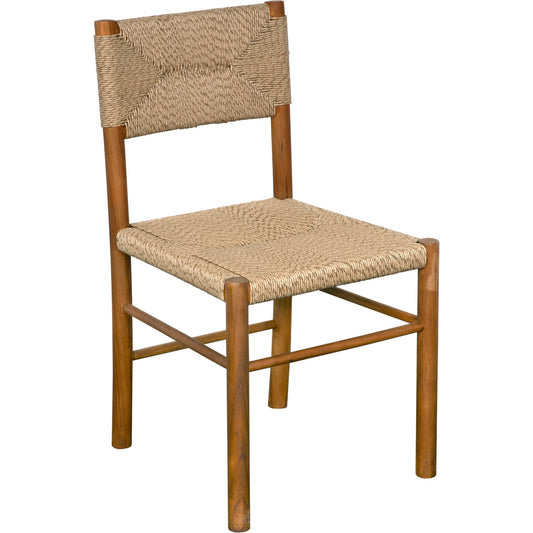 001 SI-2137027 | Primary Silo | Franco Side Chair by Noir in natural and clear coat flat. Made from teak and synthetic seagrass in a cottage & farmhouse style.