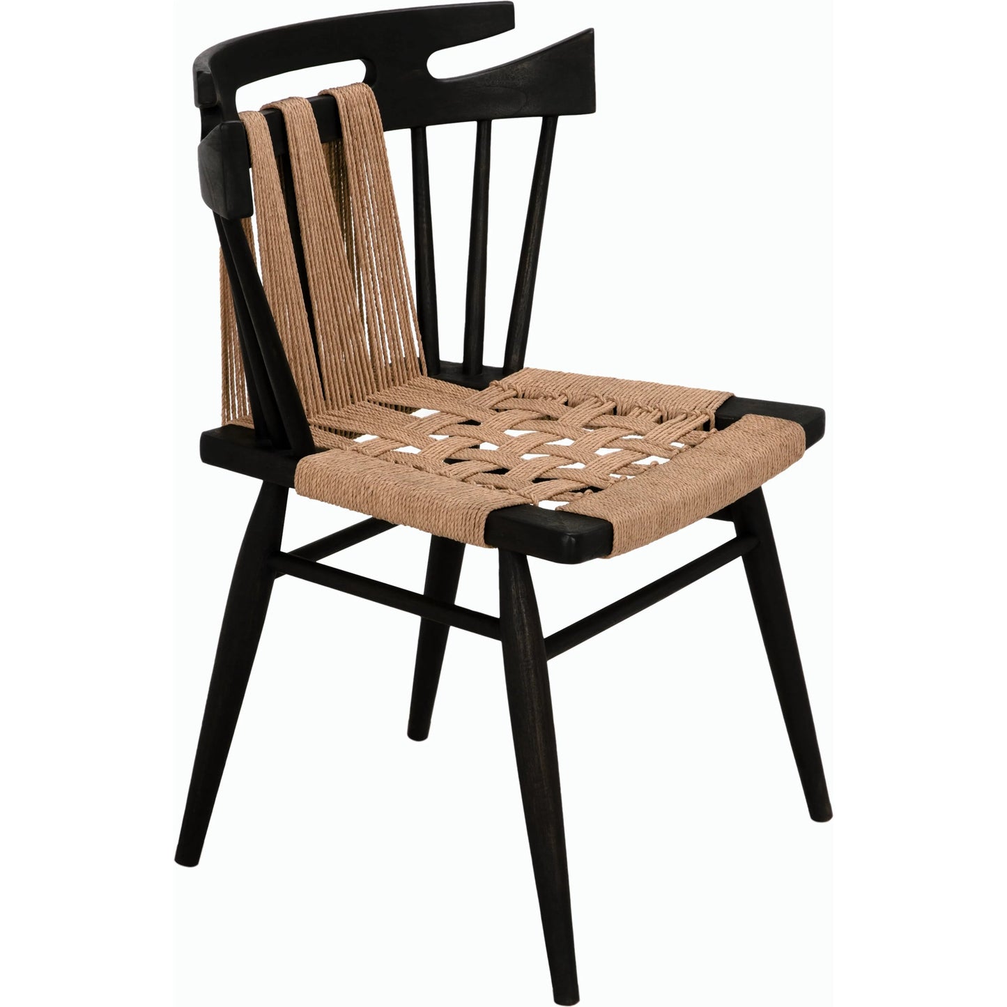 002 SI-2189453 | Unknown | Kikki Chair by Noir in black. Made from teak and rope in a modern style.