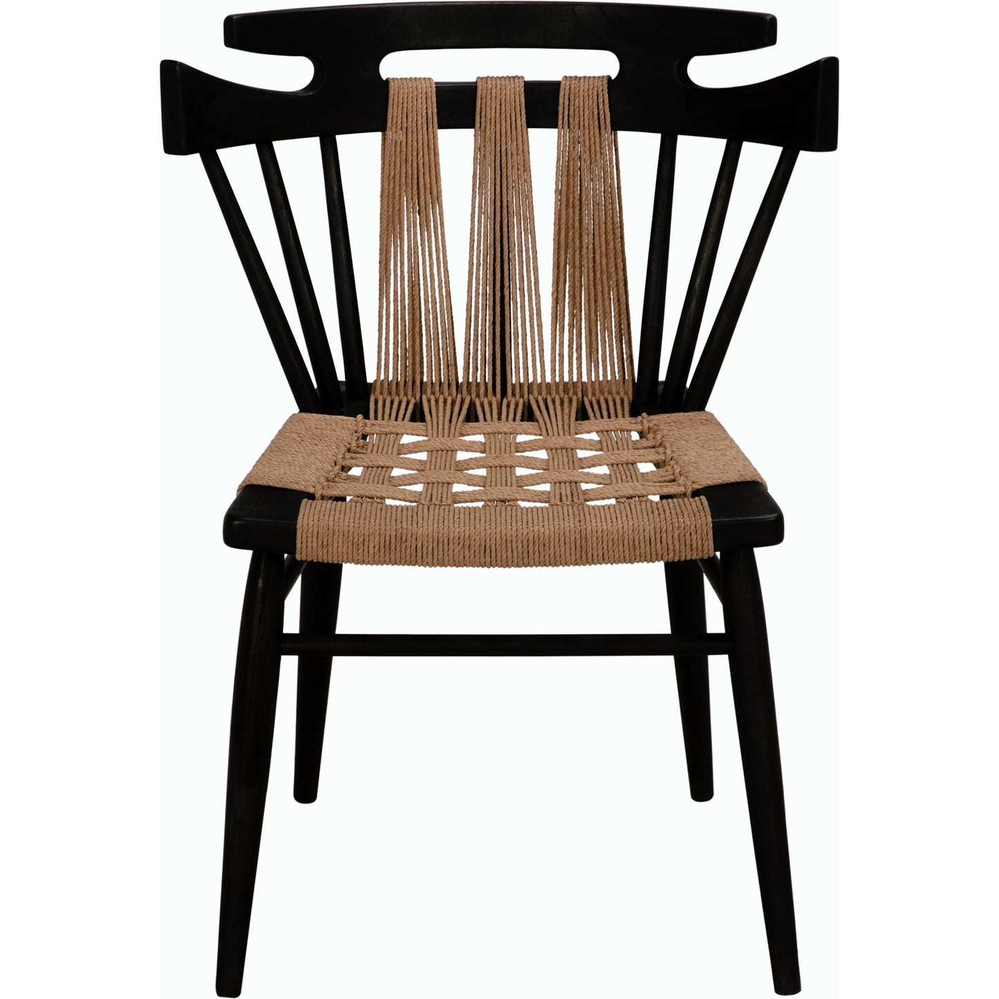 003 SI-2189453 | Unknown | Kikki Chair by Noir in black. Made from teak and rope in a modern style.