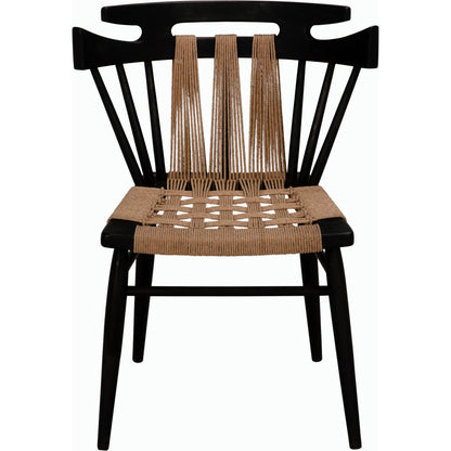 Kikki Chair by Noir in black. Made from teak and rope in a modern style.