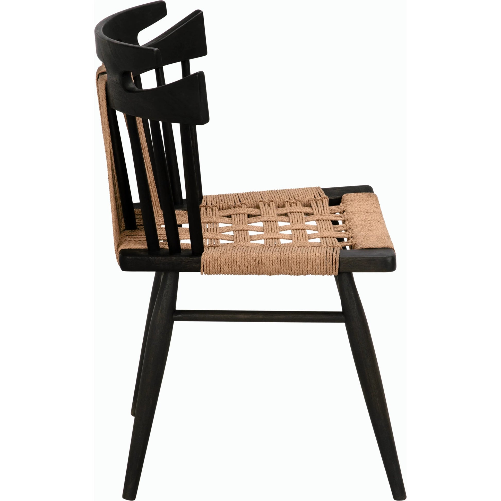 Kikki Chair by Noir in black. Made from teak and rope in a modern style.