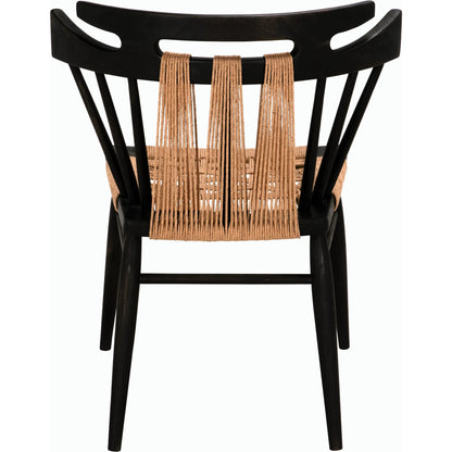 Kikki Chair by Noir in black. Made from teak and rope in a modern style.