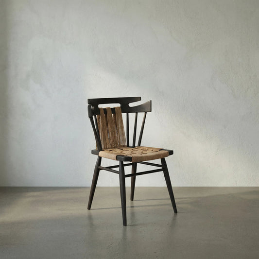 Kikki Chair by Noir in black. Made from teak and rope in a modern style.