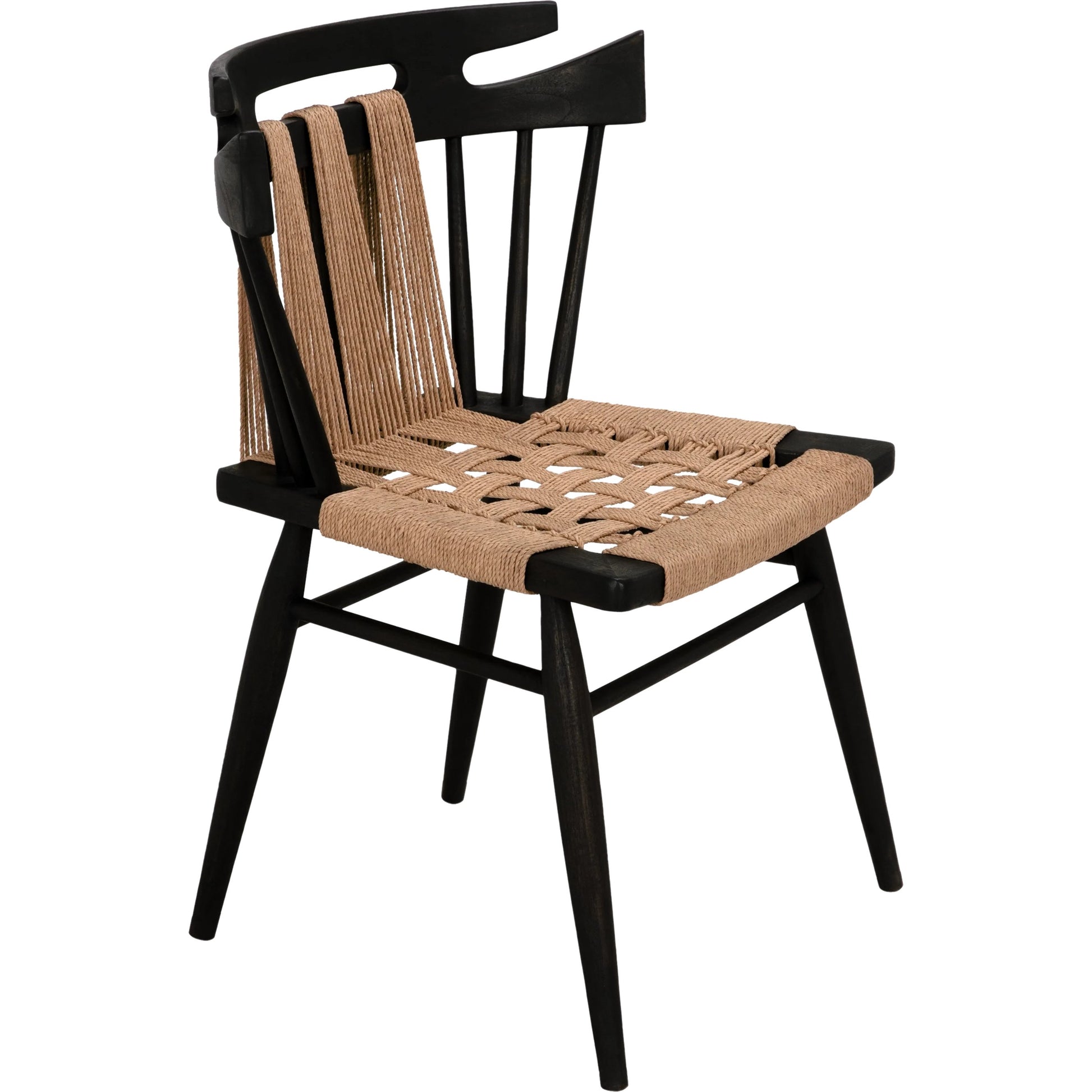 Kikki Chair by Noir in black. Made from teak and rope in a modern style.