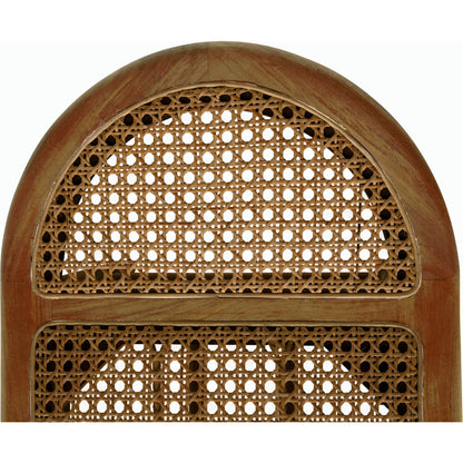 Wayland Bench by Noir in clear coat flat. Made from teak and caning in a modern style.