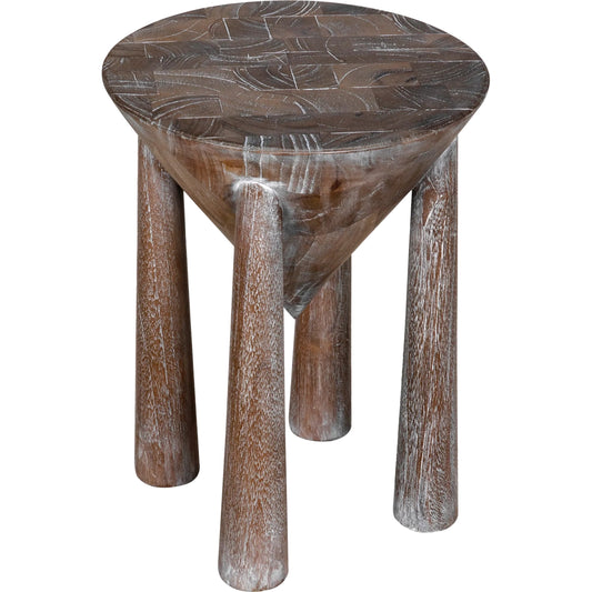 Kongo Weathered Teak Side Table by Noir in weathered teak. Made from teak in a unique style.