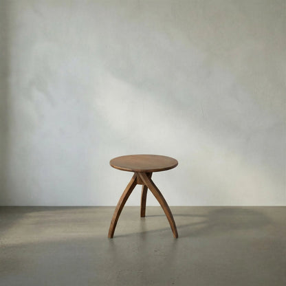 Vikram Side Table by Noir in clear coat flat. Made from teak in a transitional style.