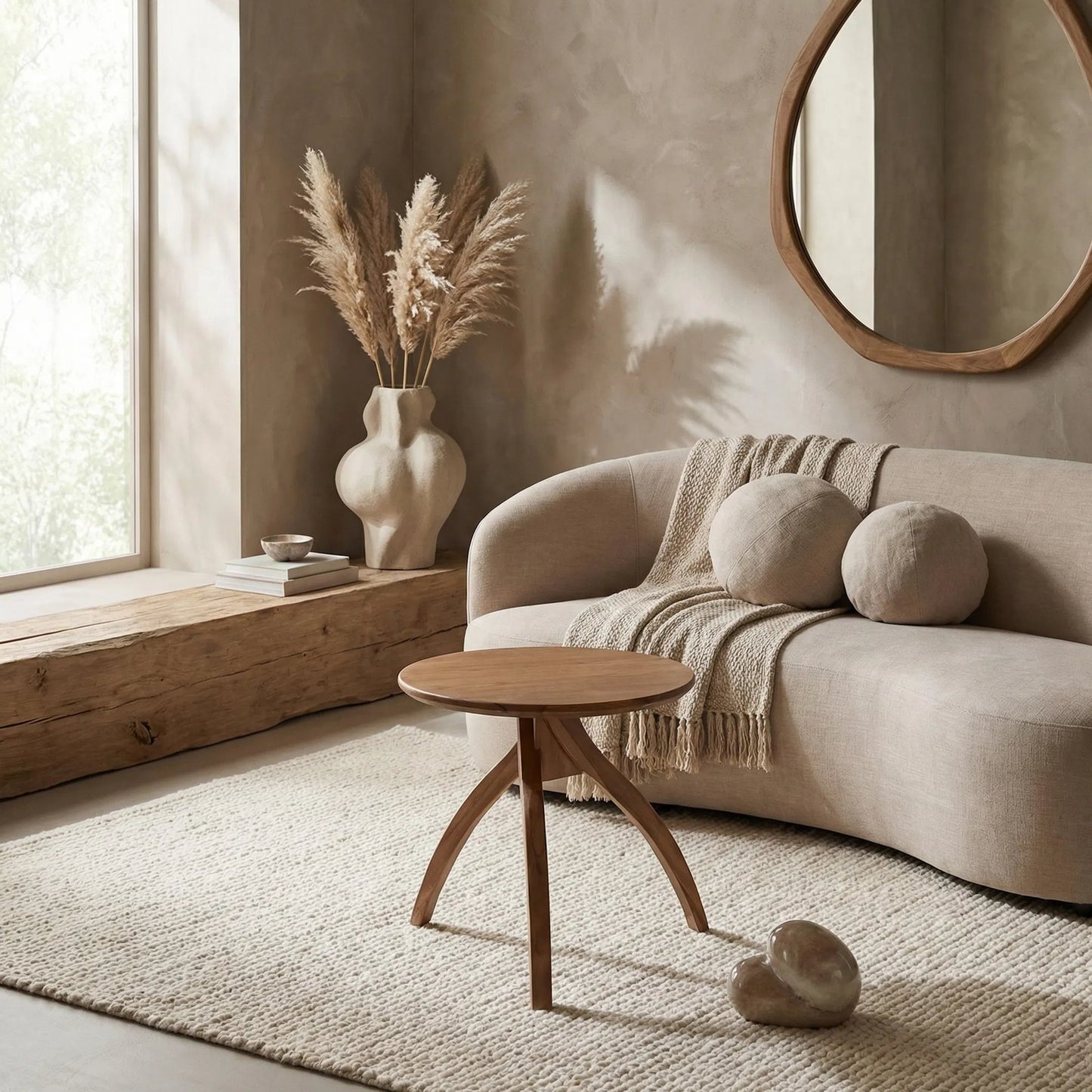018 SI-2298770 | Lifestyle | Vikram Side Table by Noir in clear coat flat. Made from teak in a transitional style.