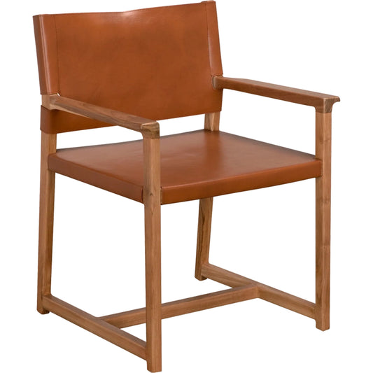 Xavier Chair by Noir in clear coat flat. Made from teak, leather in a unique style.