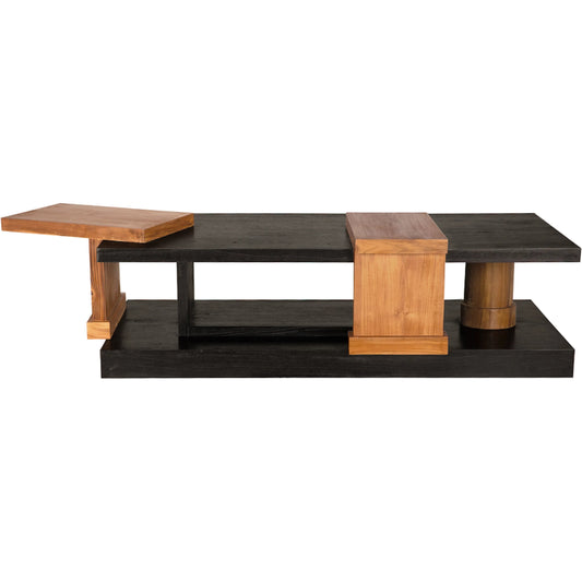 Fleming Coffee Table by Noir in charcoal black, clear coat flat. Made from teak, mindi in a unique style.