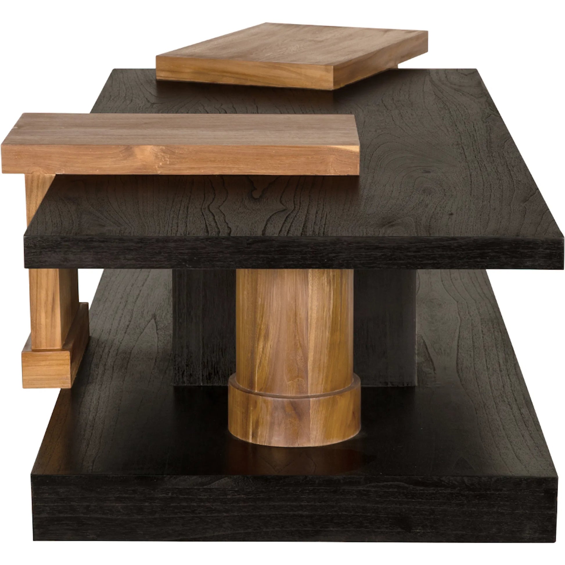 Fleming Coffee Table by Noir in charcoal black, clear coat flat. Made from teak, mindi in a modern style.