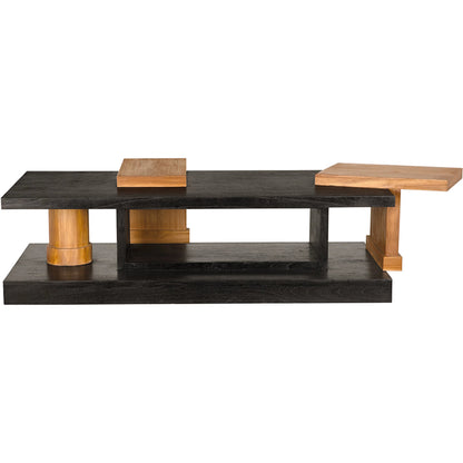 Fleming Coffee Table by Noir in charcoal black, clear coat flat. Made from teak, mindi in a modern style.