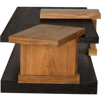 Fleming Coffee Table by Noir in charcoal black, clear coat flat. Made from teak, mindi in a modern style.