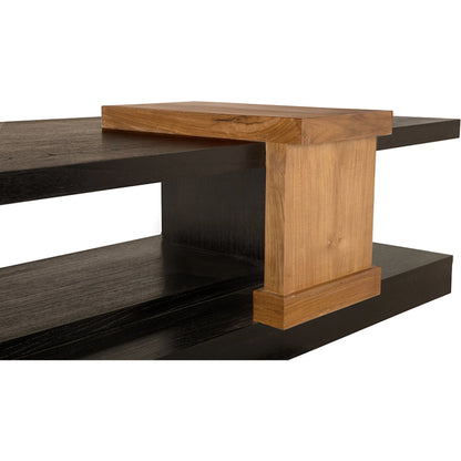 Fleming Coffee Table by Noir in charcoal black, clear coat flat. Made from teak, mindi in a modern style.