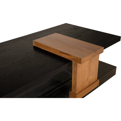 Fleming Coffee Table by Noir in charcoal black, clear coat flat. Made from teak, mindi in a modern style.