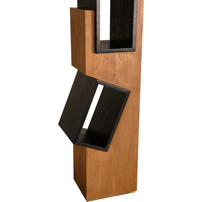 Jackson Shelf by Noir in charcoal black, clear coat flat. Made from teak, mindi in a modern style.