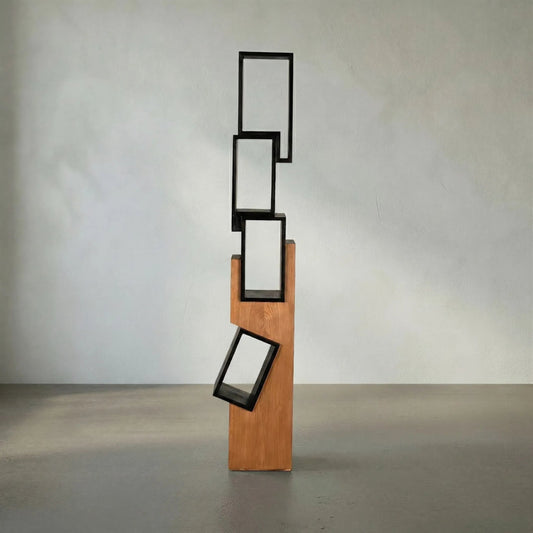 Jackson Shelf by Noir in charcoal black, clear coat flat. Made from teak, mindi in a modern style.