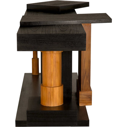 Fleming Console by Noir in charcoal black, clear coat flat. Made from teak, mindi in a modern style.