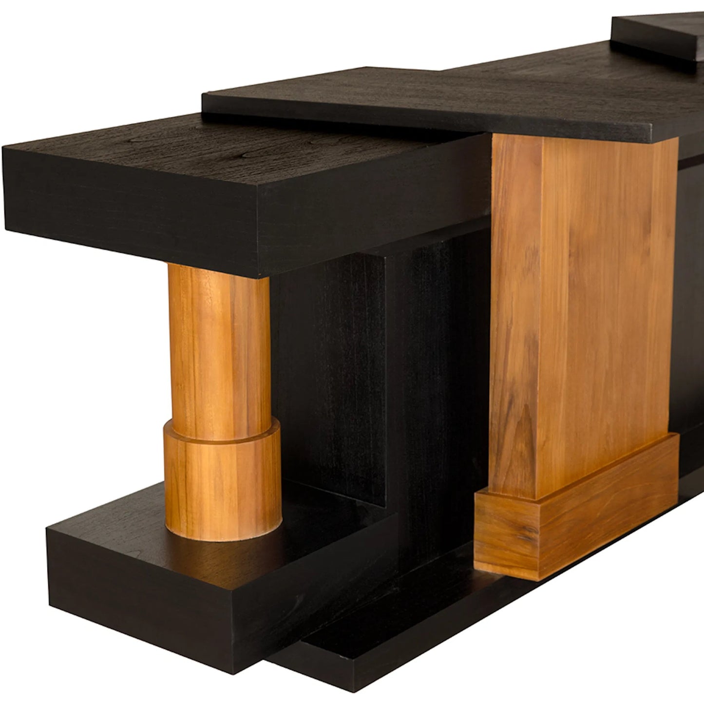 007 SI-2449045 | Closeup | Fleming Console by Noir in charcoal black, clear coat flat. Made from teak, mindi in a modern style.