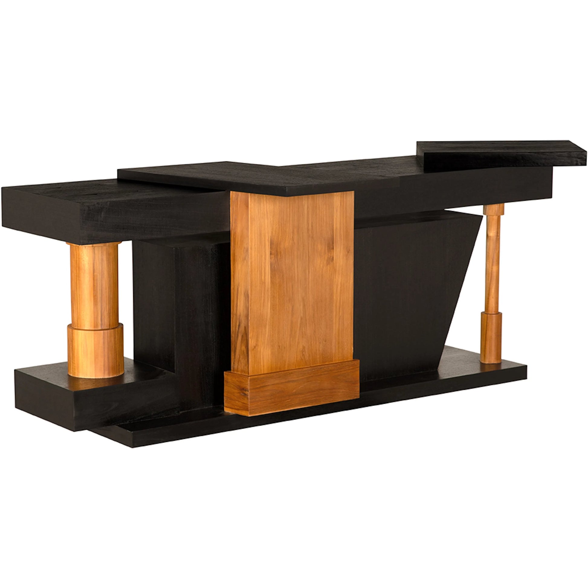 Fleming Console by Noir in charcoal black, clear coat flat. Made from teak, mindi in a modern style.