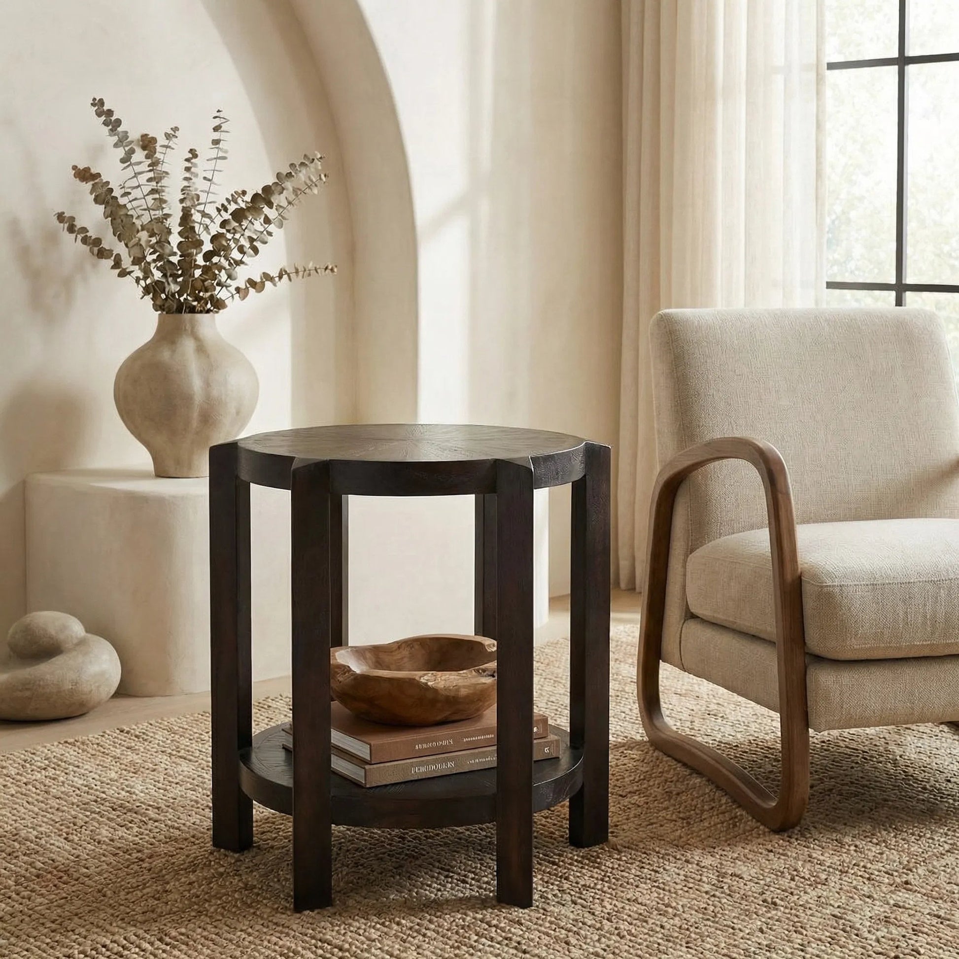 Yuhuda Small Side Table by Noir in sombre. Made from mindi in a modern style.