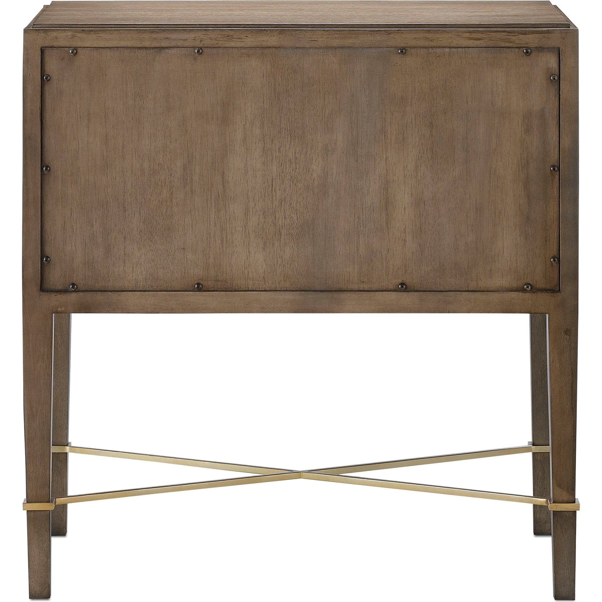 Verona Chanterelle Nightstand by Currey and Company in chanterelle, coffee, champagne. Made from mahogany, brass, iron in a transitional style.