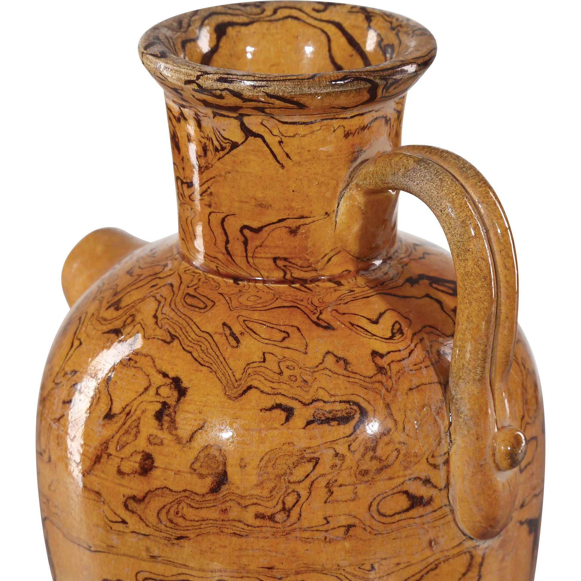 Romulus Vase Set by Currey and Company in yellow, brown. Made from porcelain in a modern style.