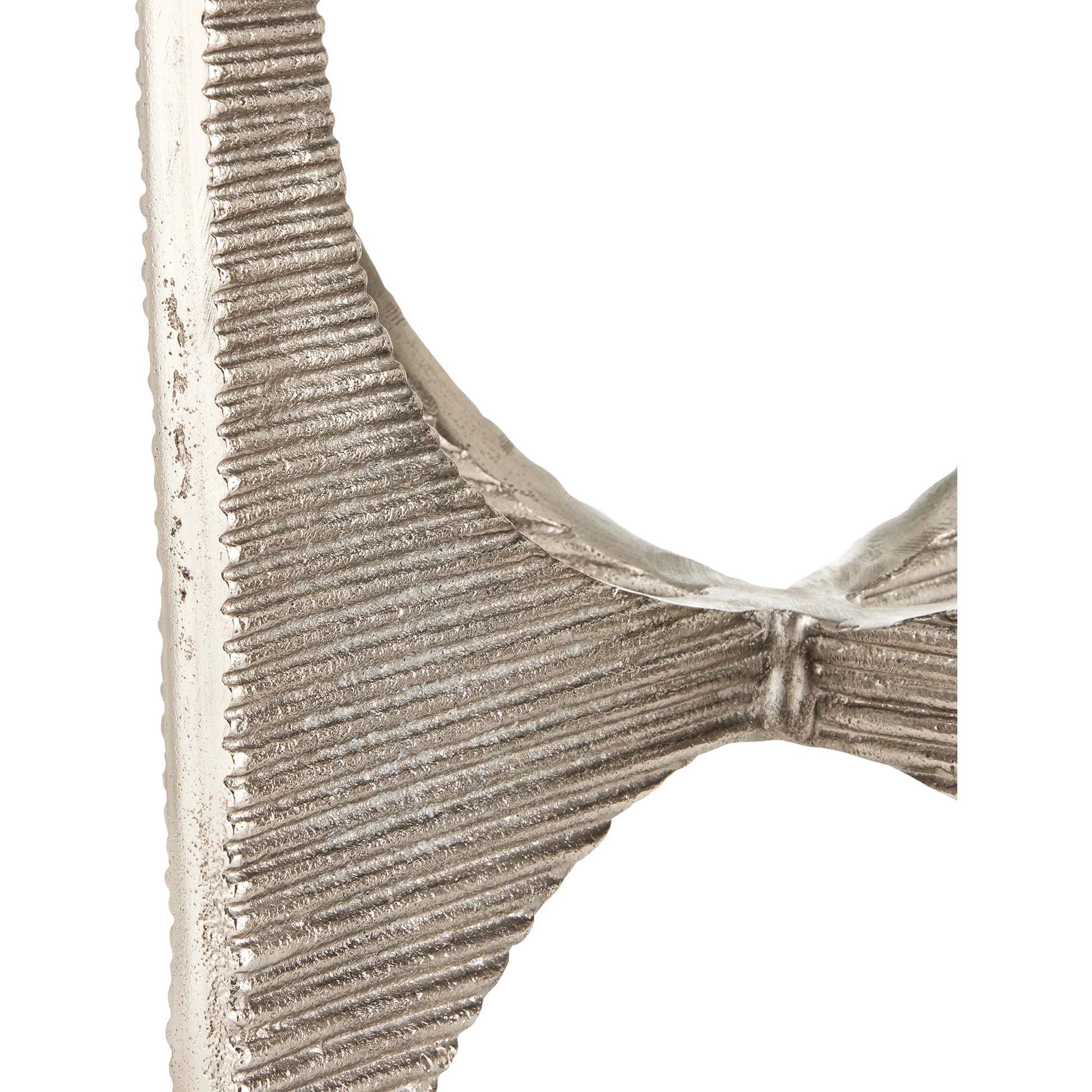 Micha Accent Table by Currey and Company in antique nickel, white. Made from cast aluminum, marble in a modern style.