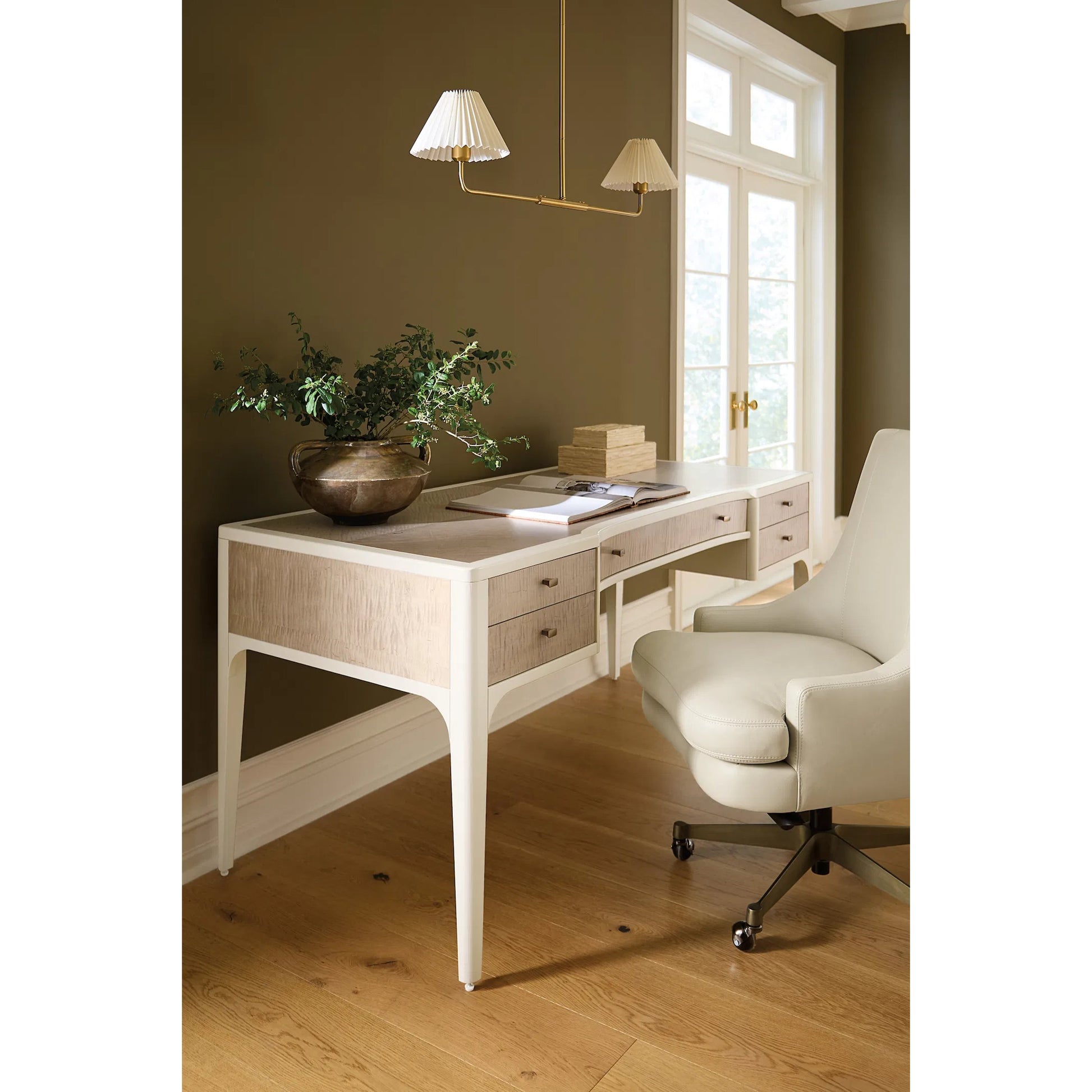 Hera Writing Desk by Hooker Furniture in whites, creams, beiges and almond white, maple. Made from unique in a transitional style.