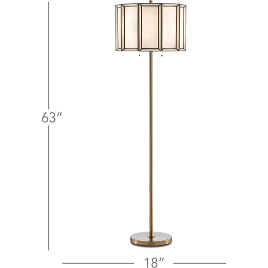 Daze Floor Lamp by Currey and Company in antique brass, white. Made from unique in a transitional style.