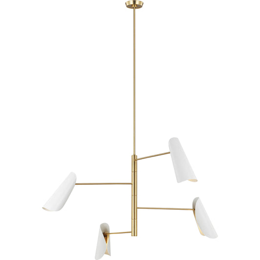 001 SI-2233746 | Primary Silo | Tresa 4-Light Chandelier by Visual Comfort & Co. in matte white, burnished brass. Made from steel in a unique style.