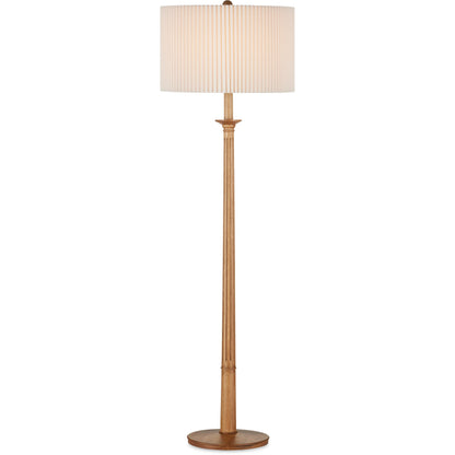 Mitford Floor Lamp by Currey and Company in natural. Made from wood in a modern style.