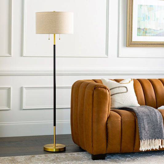 Aberdeen - 31026 by Surya in body: gold, black, base: gold, shade (outside): cream, shade (inside): white, cord: translucent and polishedpolishedpainted. Made from shade (outside): linen, shade (inside): polyester, body: metal,