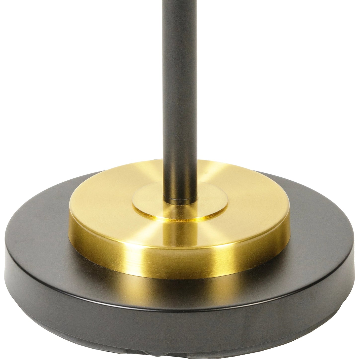 003 SI-1915819 | Closeup | Aberdeen Floor Lamp by Surya in gold, cream, black, white, metallic brass and polishedpolishedpaintedpolished. Made from shade (outside): linen, shade (inside): polyester, body: metal, base: metal, finial: iron, finial: metal, ha