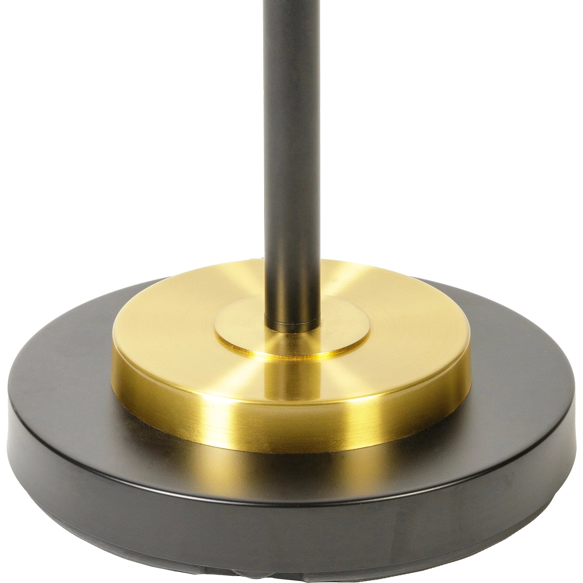 Aberdeen Floor Lamp by Surya in gold, cream, black, white, metallic brass and polishedpolishedpaintedpolished. Made from shade (outside): linen, shade (inside): polyester, body: metal, base: metal, finial: iron, finial: metal, ha