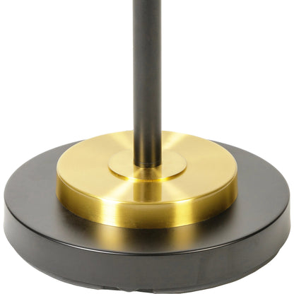 Aberdeen Floor Lamp by Surya in gold, cream, black, white, metallic brass and polishedpolishedpaintedpolished. Made from shade (outside): linen, shade (inside): polyester, body: metal, base: metal, finial: iron, finial: metal, ha